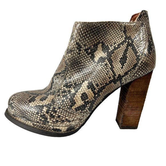 Jeffrey Campbell Ibiza Desmond Leather Heeled Ankle Booties Snakeskin Size 8.5 - Picture 5 of 11